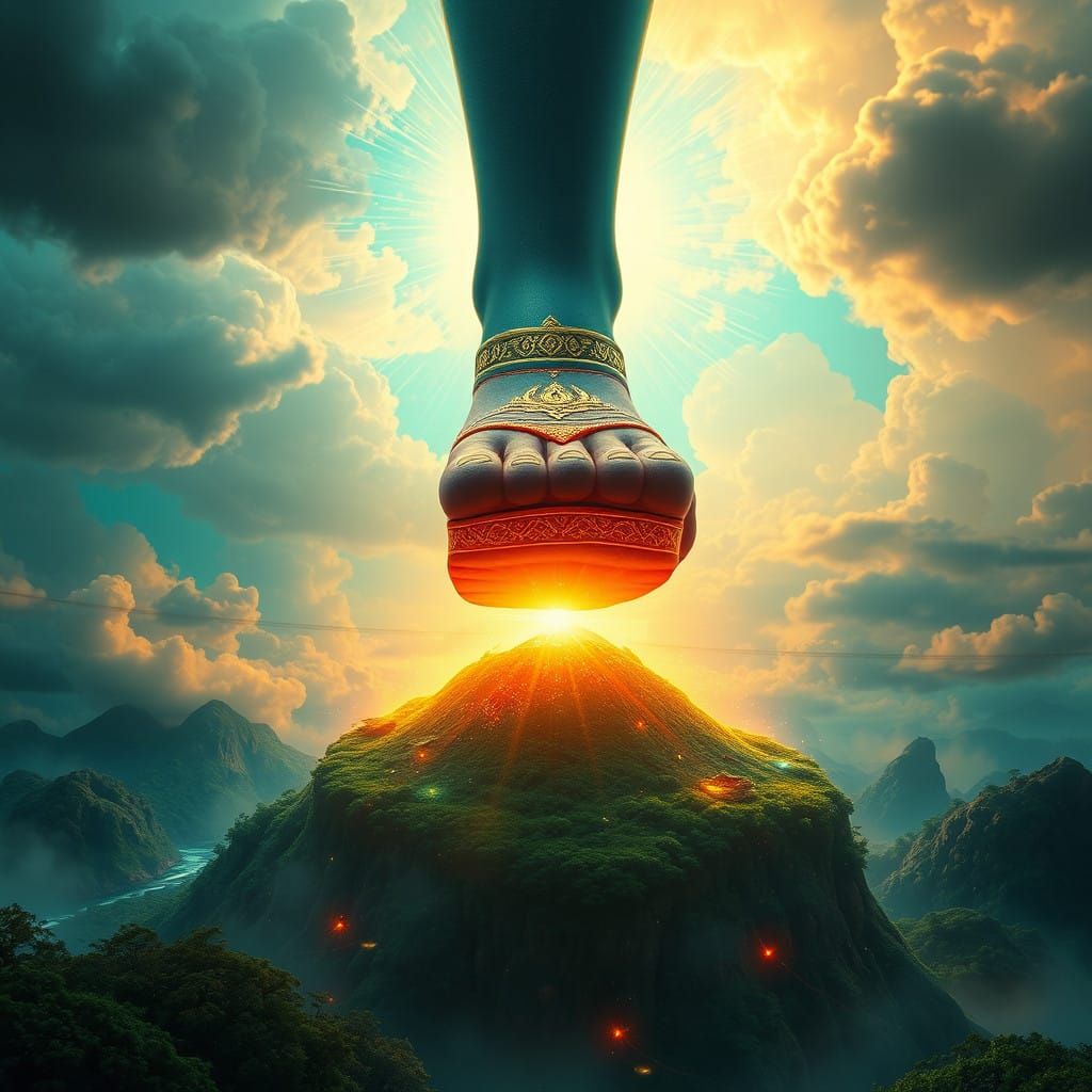 Lord Vishnu's Divine Footstep Descends Upon the Earth in Vib...
