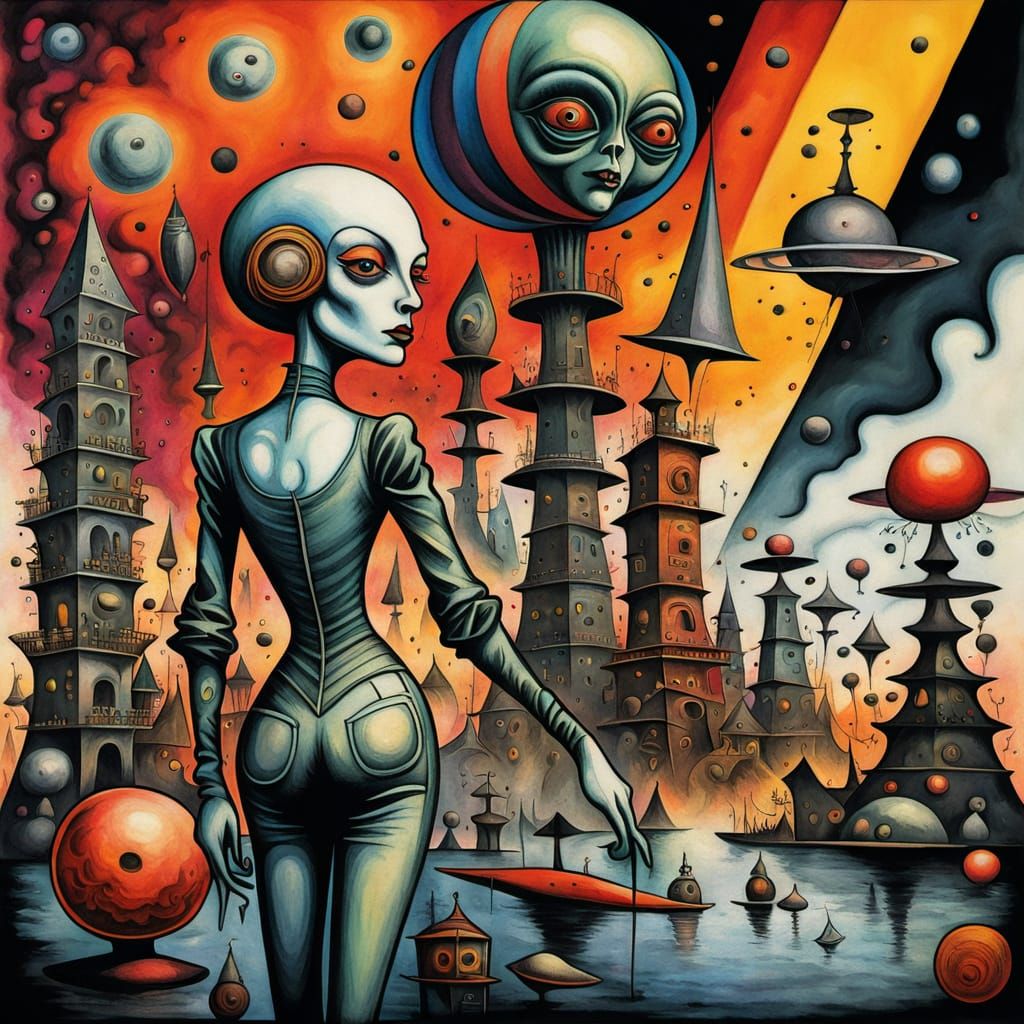 Alien Fabric Shopping in a Surrealist Style