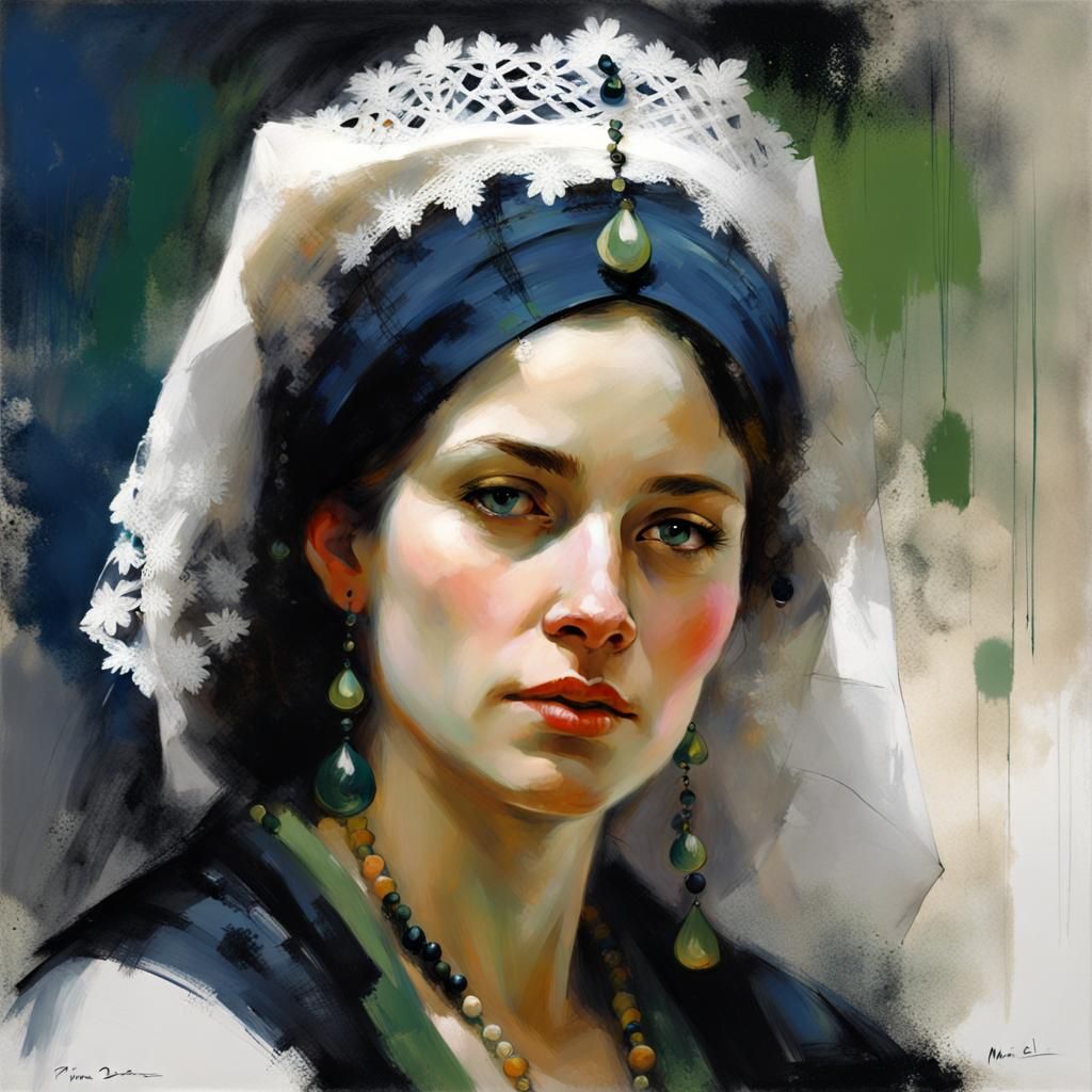 Breton Woman Portrait with Lace Headdress