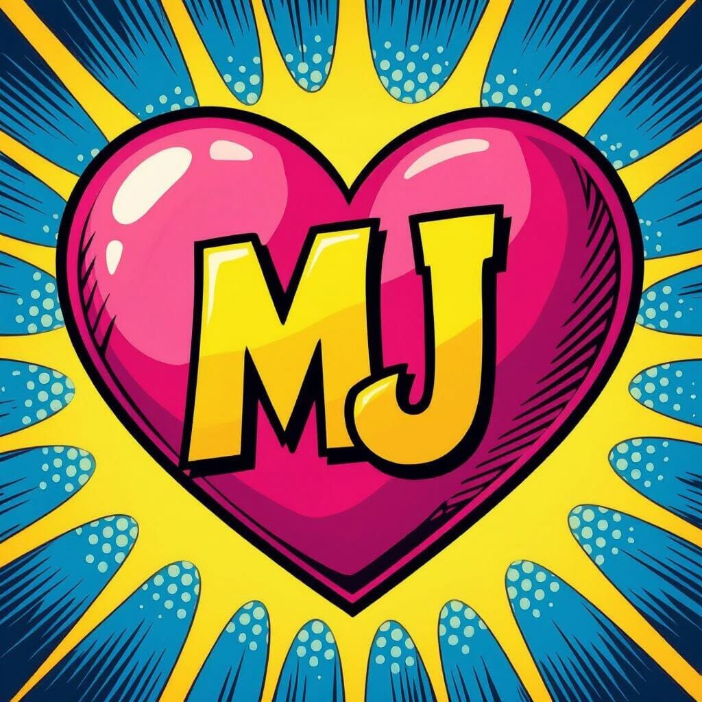 MJ in Heart Shape, Glossy Comic Book Style