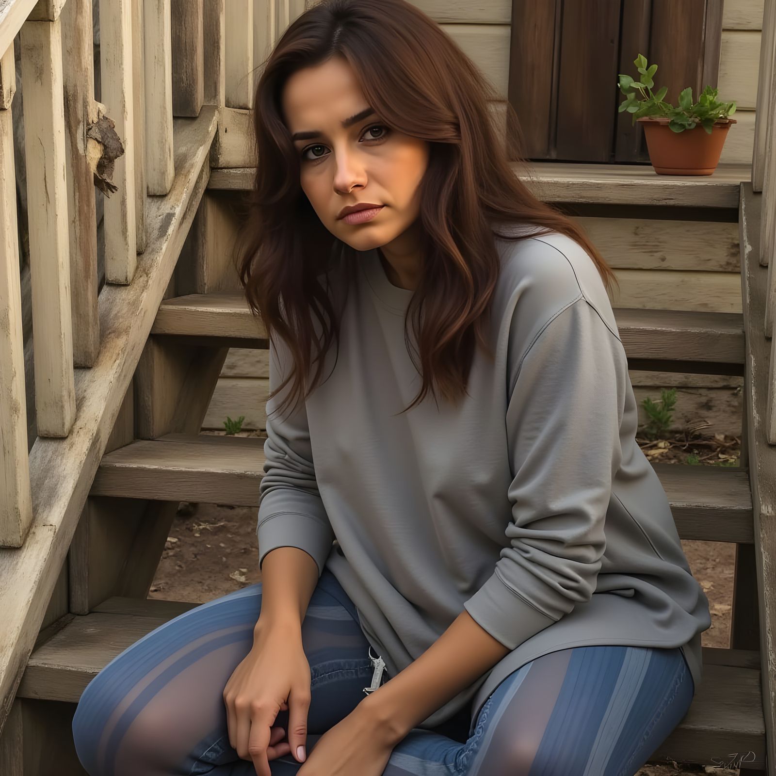 Young Woman Overwhelmed by Pregnancy News in 1980s Setting