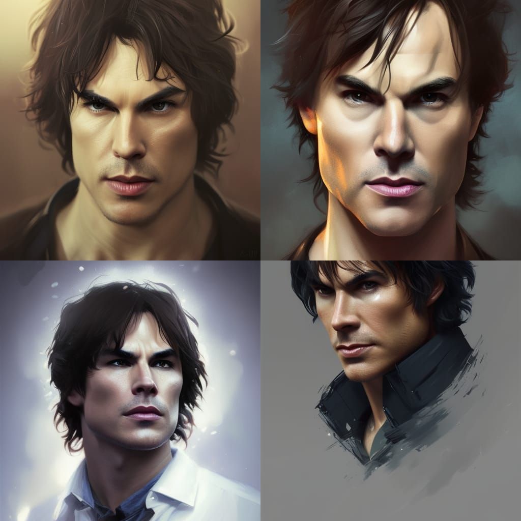 Damon Salvatore Portrait in Digital Art Style