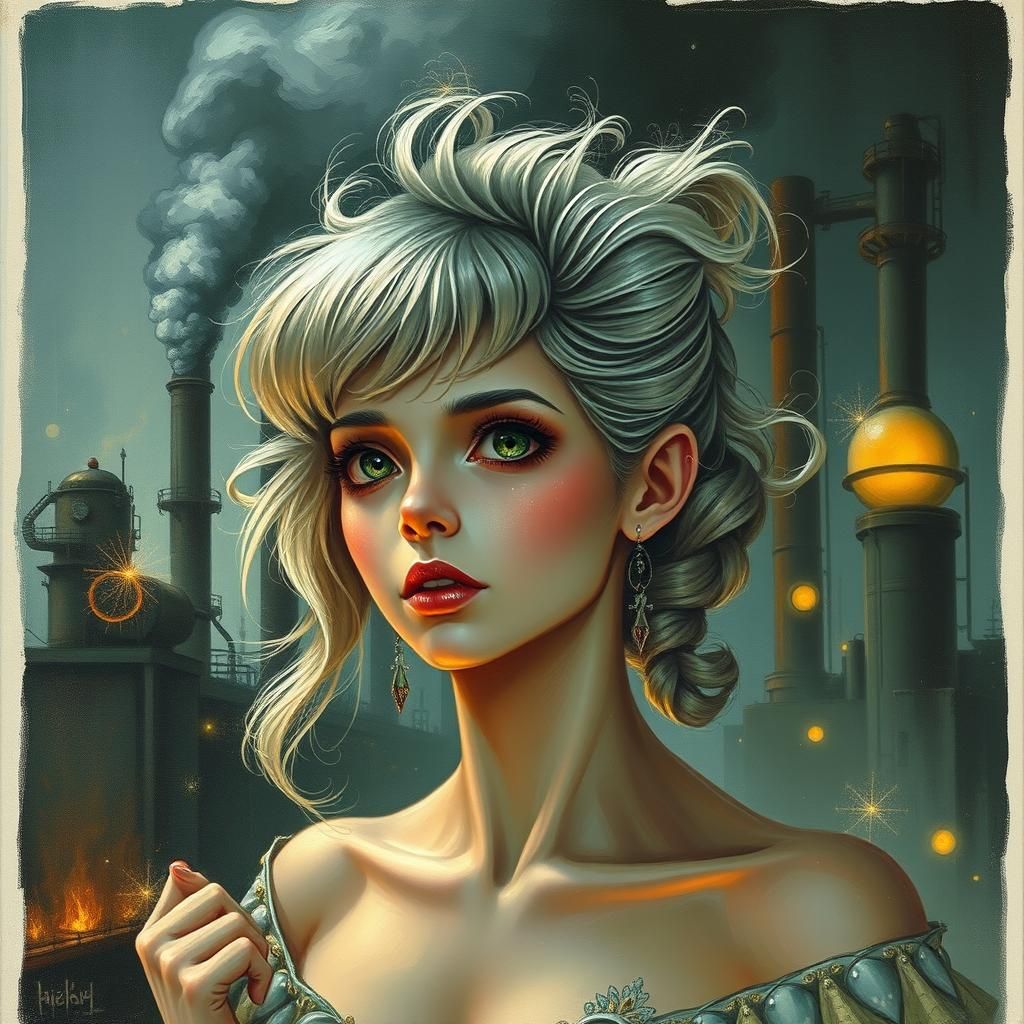 Dystopian Fairy Rioter Portrait in Biopunk Style