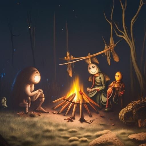 Aliens by Campfire: Dark Fantasy Technical Drawing