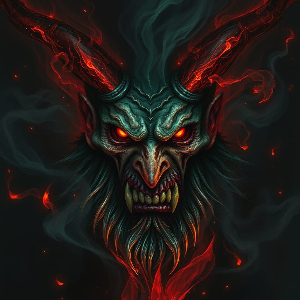 Ethereal Infernal Wizard Face in Fantasy Concept Art