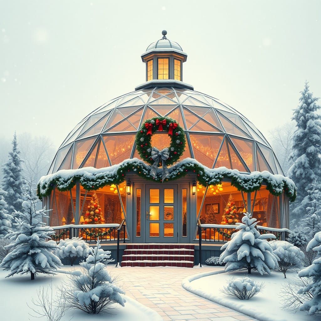 Surreal Futuristic Dome Home in Winter Wonderland