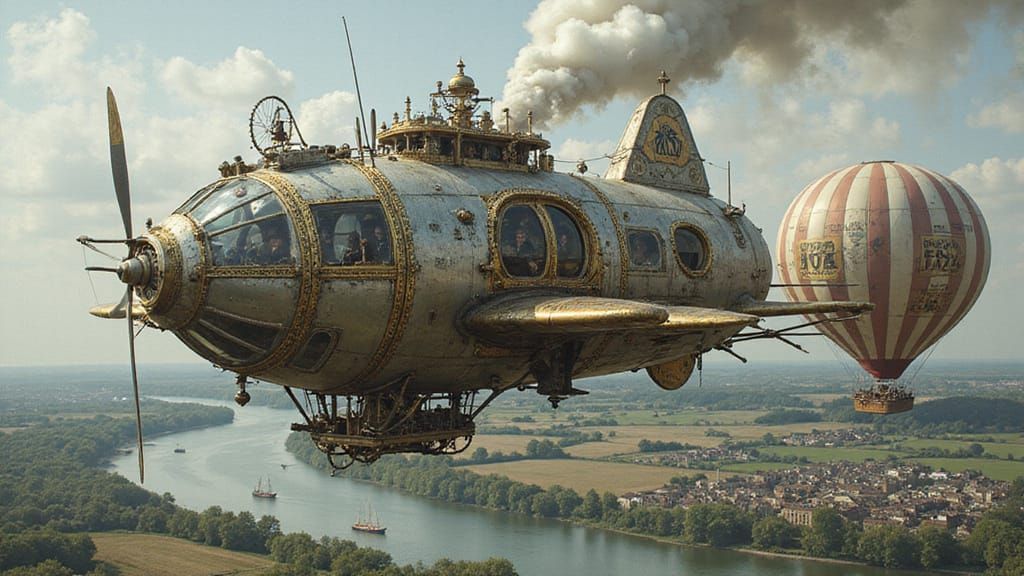 Steampunk Dog Aircraft with Art Nouveau Details