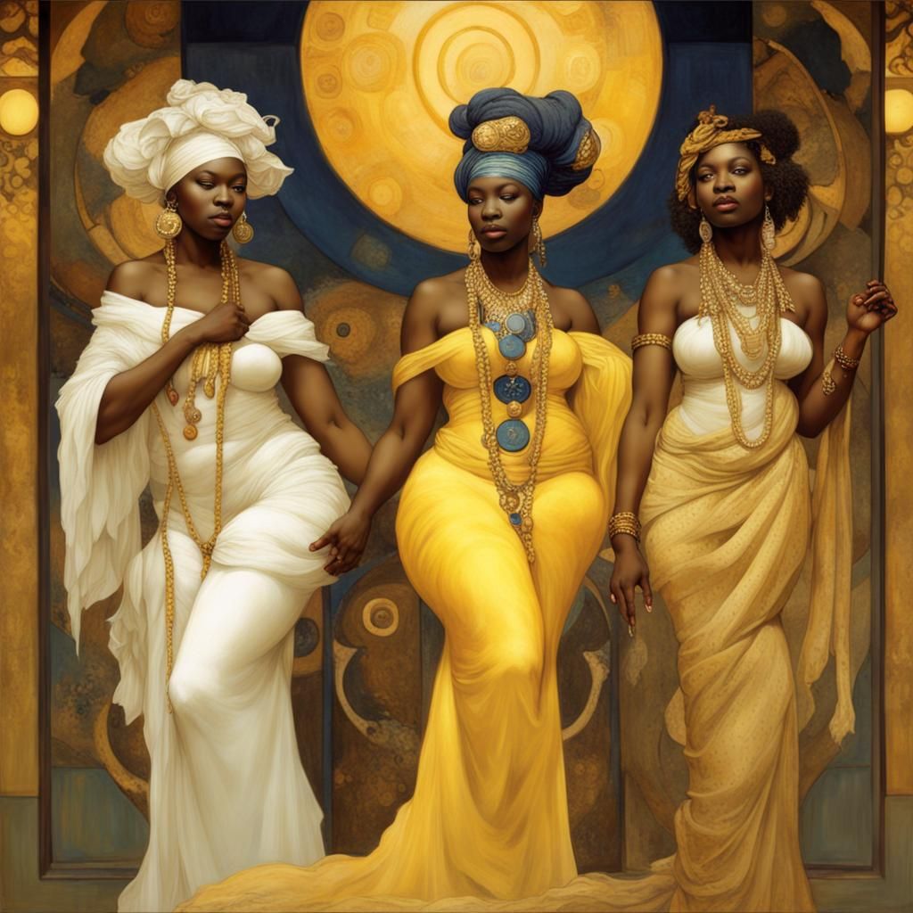 Yoruba Goddesses: Yemaya, Oshun, and Oya in Art Nouveau Styl...