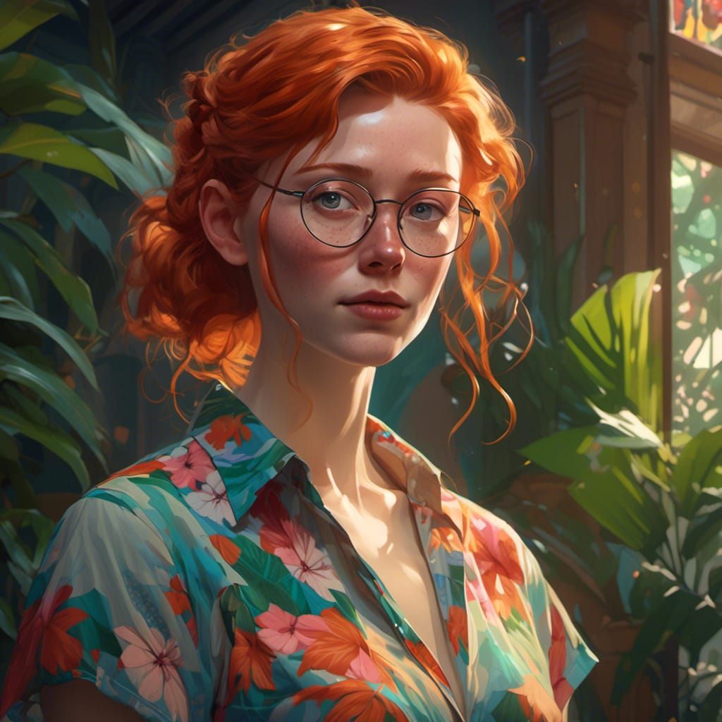 Ginger Physicist Portrait in Dynamic Lighting Style