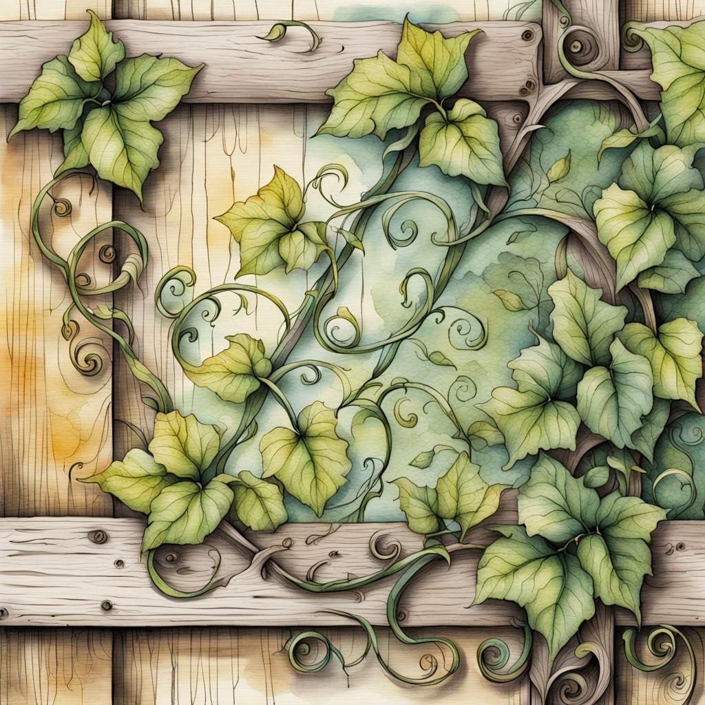 Botanical Vine Illustration in Watercolor Style