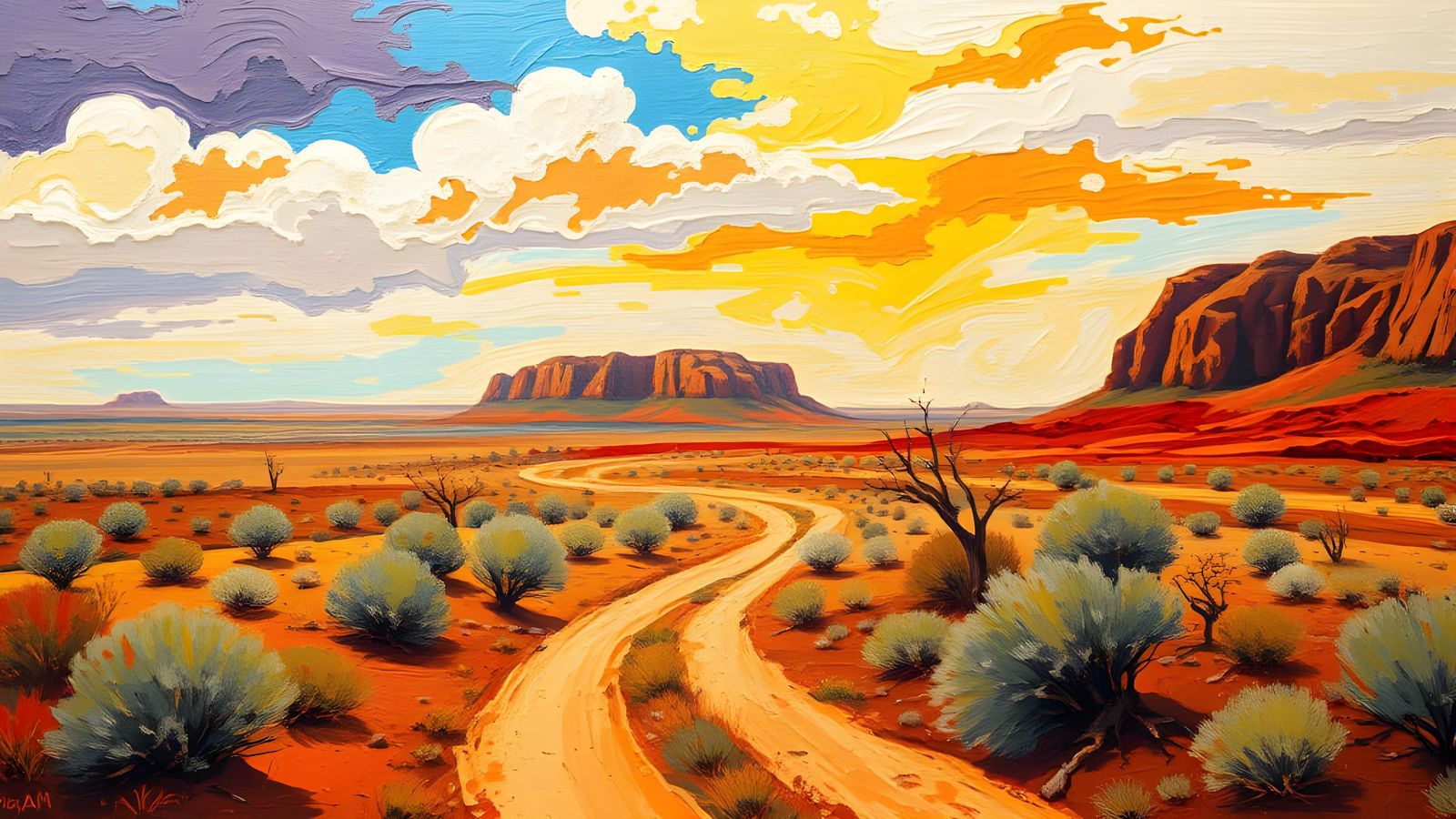 Australian Outback Painting in Impressionist Style