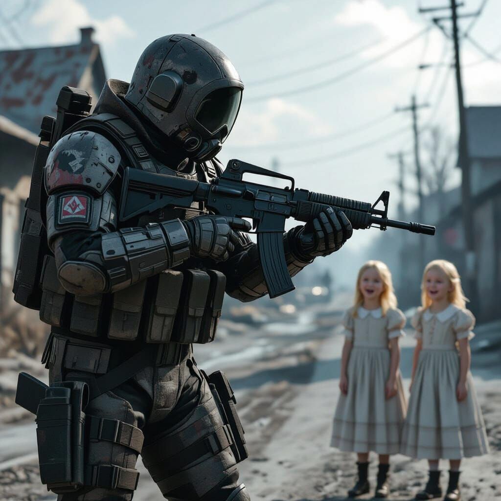 Warrior in Radiohazard Suit with AK-47 in S.T.A.L.K.E.R. Sty...