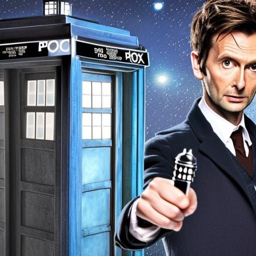 David Tennant as Doctor Who with Tardis