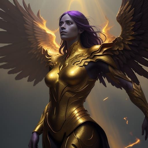 Golden Ascended Husk in Dramatic Dark Fantasy Scene