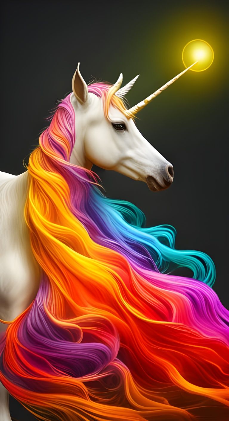 Chromatic Rainbow Unicorn with Marble Horn