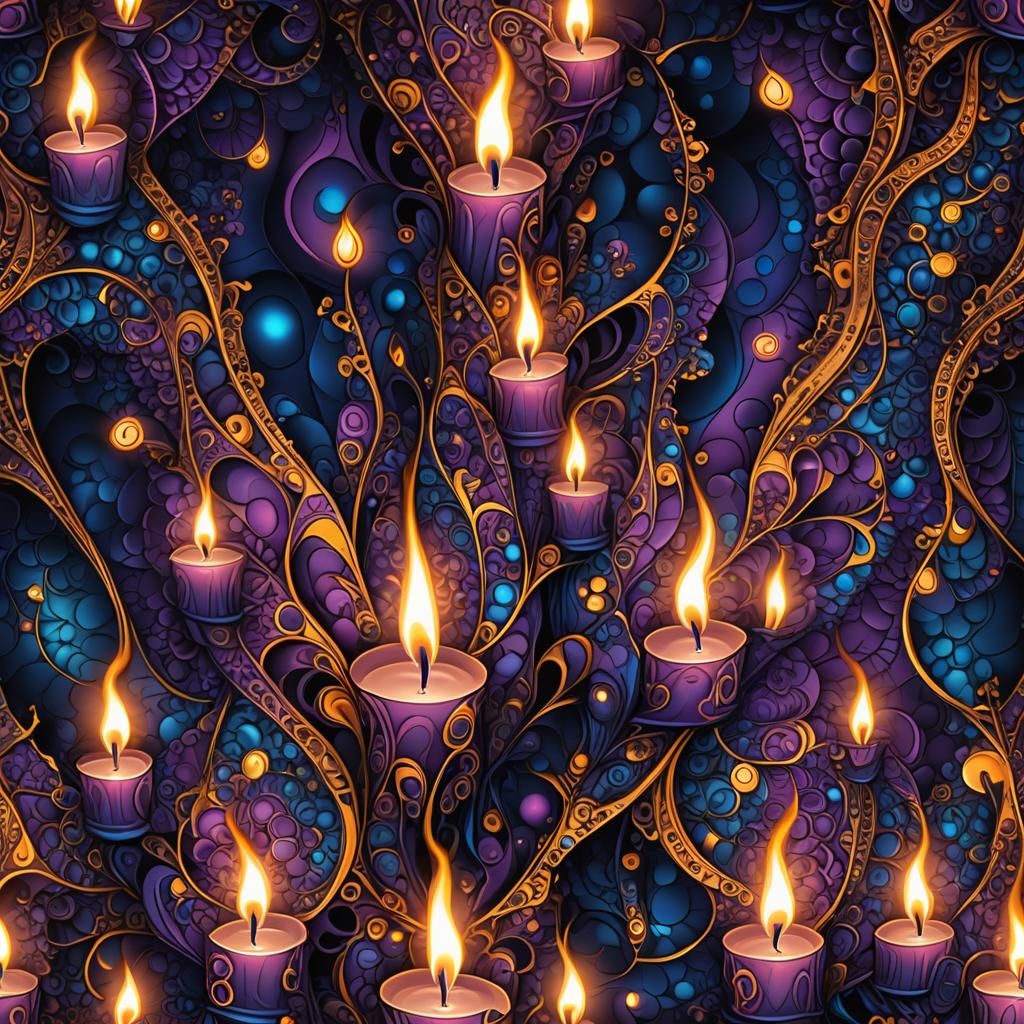 Mystical Candlelight in Abstract Vector Fractal