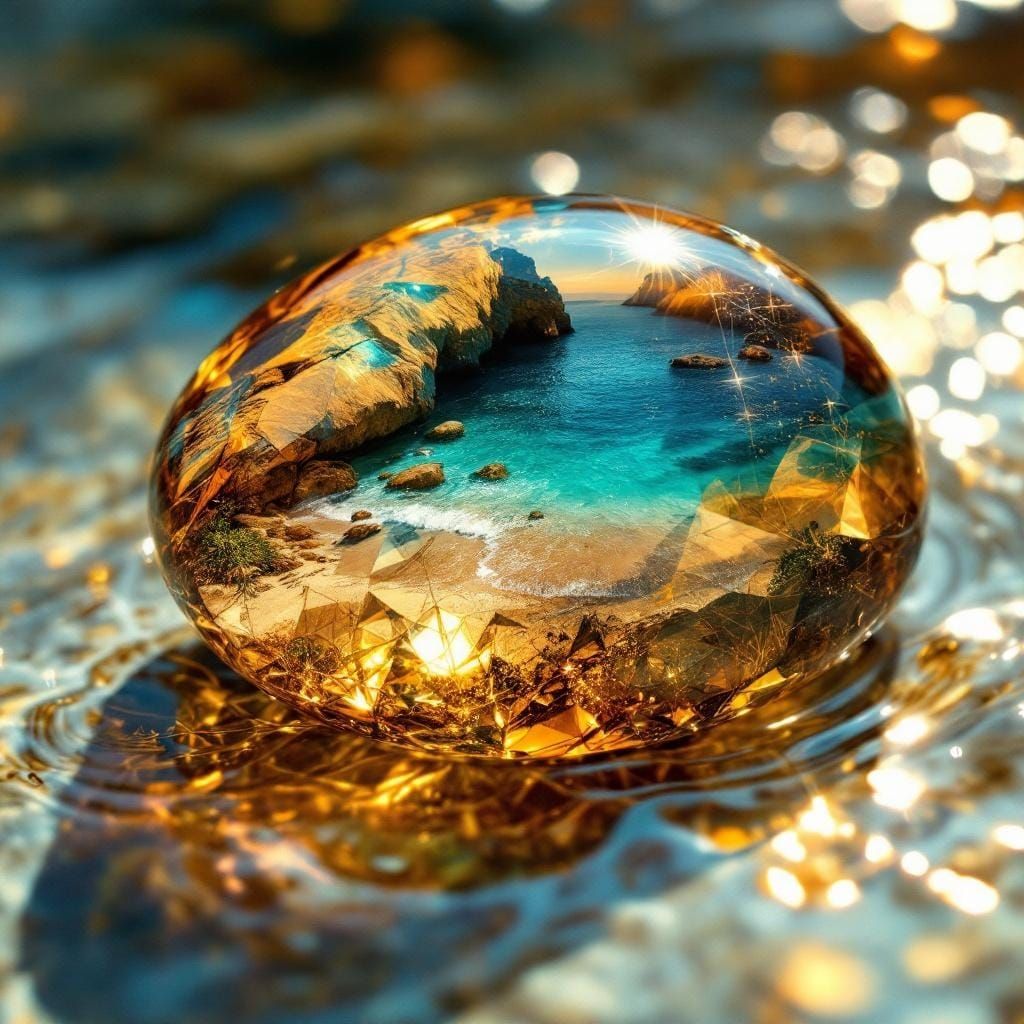 Tiger's Eye Gemstone Reflecting Sun-Kissed Beach