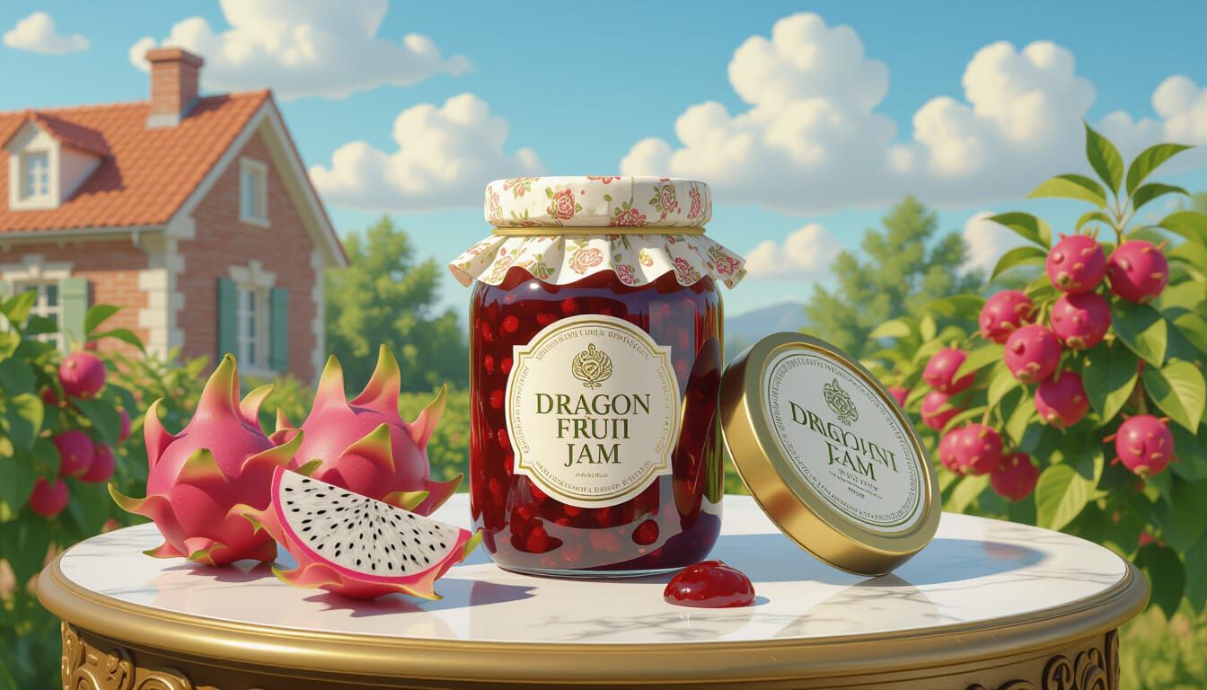 Dragon Fruit Jam Luxury Setting Impressionist Style