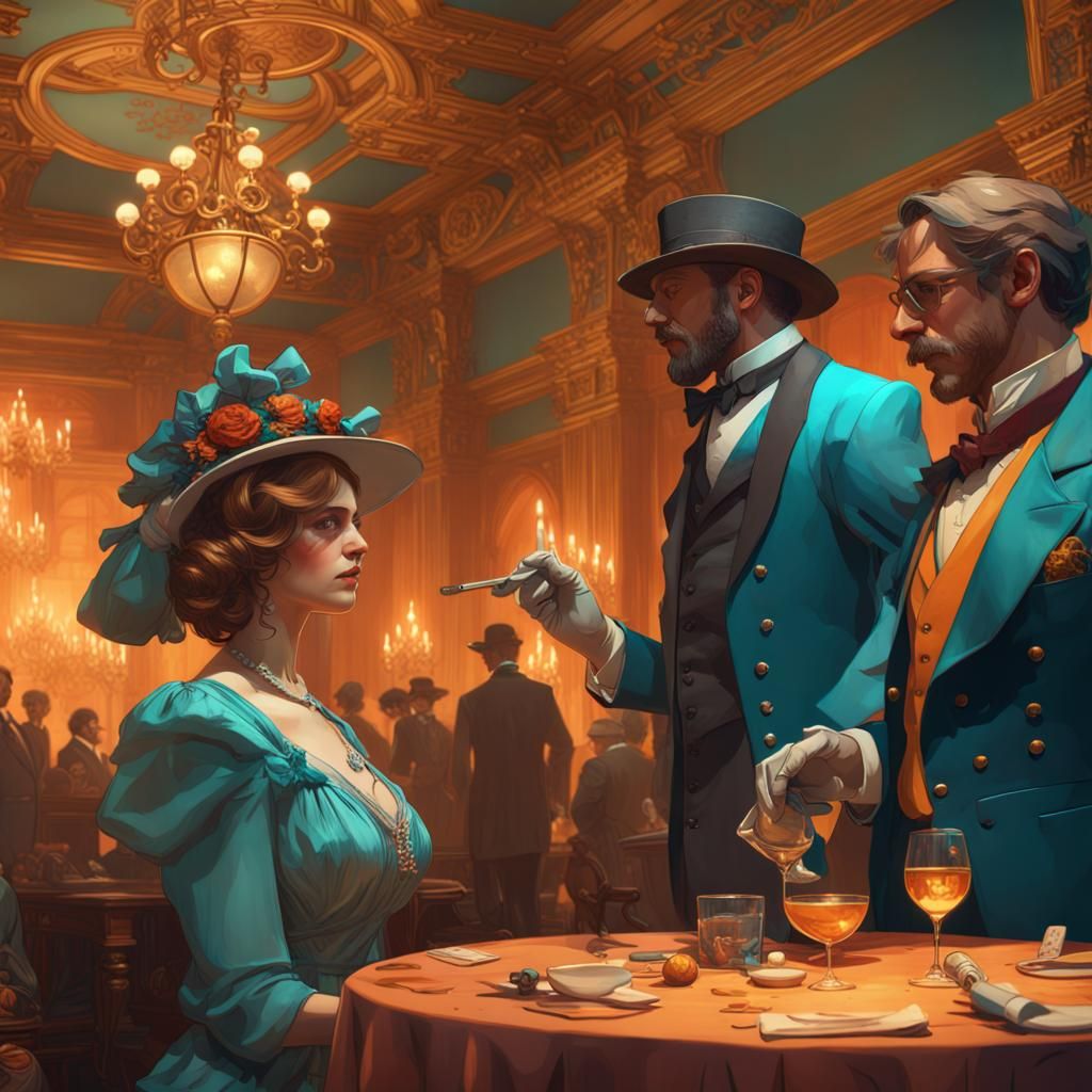 Murder mystery party during the gilded age