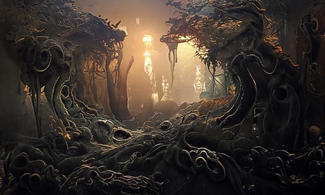 Misty Hollow's Threat: Dark Fantasy Landscape