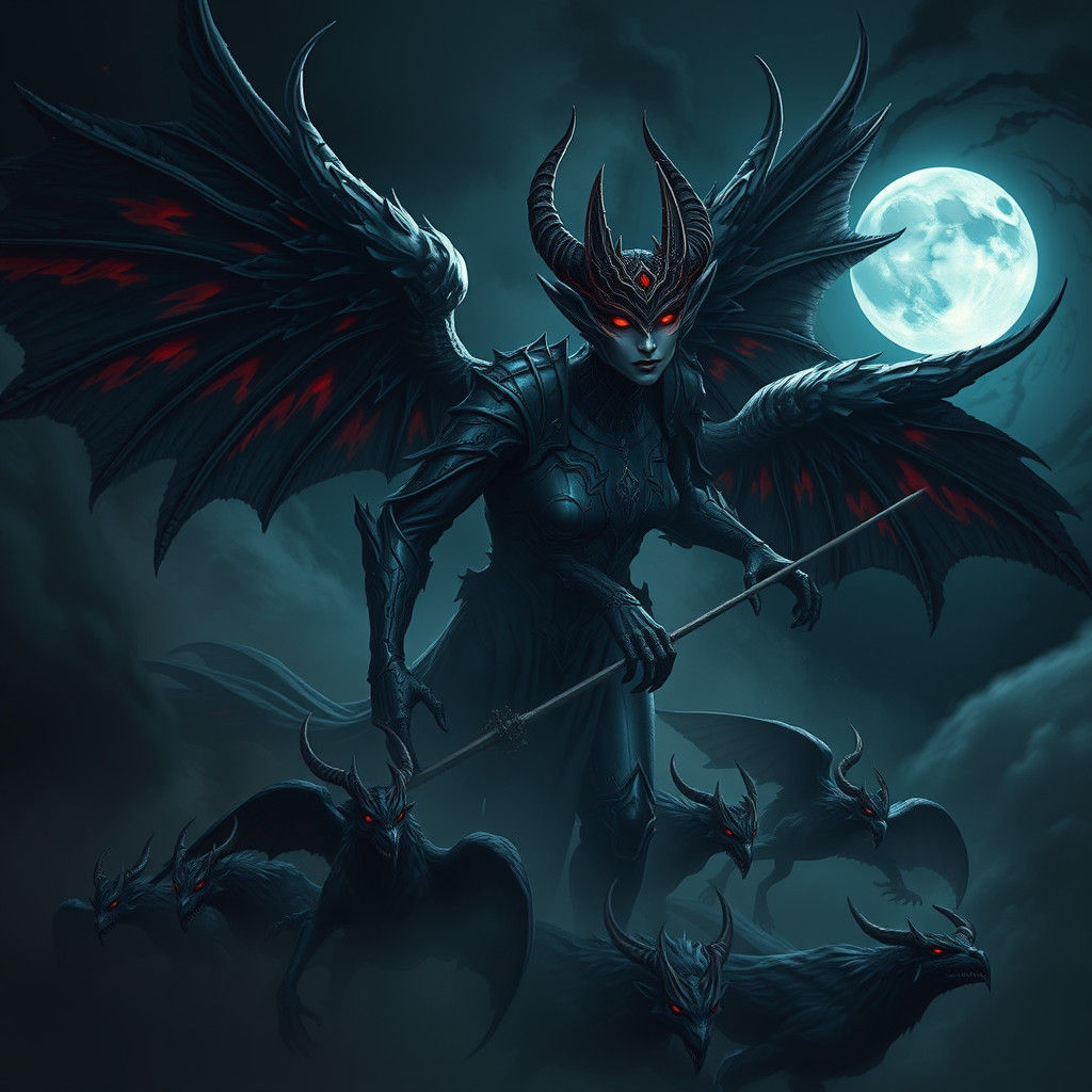 Gargoyle Queen Leading Legion in Dark Fantasy Illustration