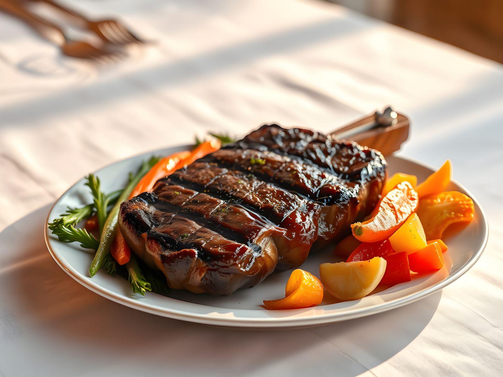 Hyperrealistic Steak and Vegetables in Detailed Matte Painti...