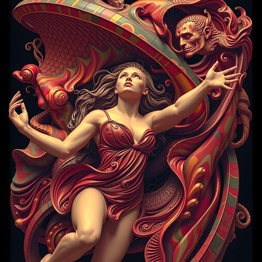 Hyperrealistic Sculpture of Intertwined Figures in Dance