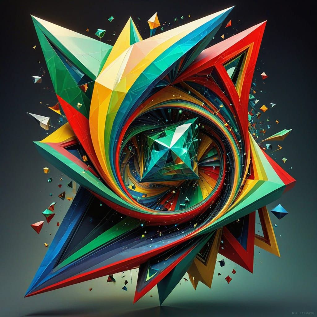 Surreal Geometric Dreamscapes in Prismatic Spectrum Colors