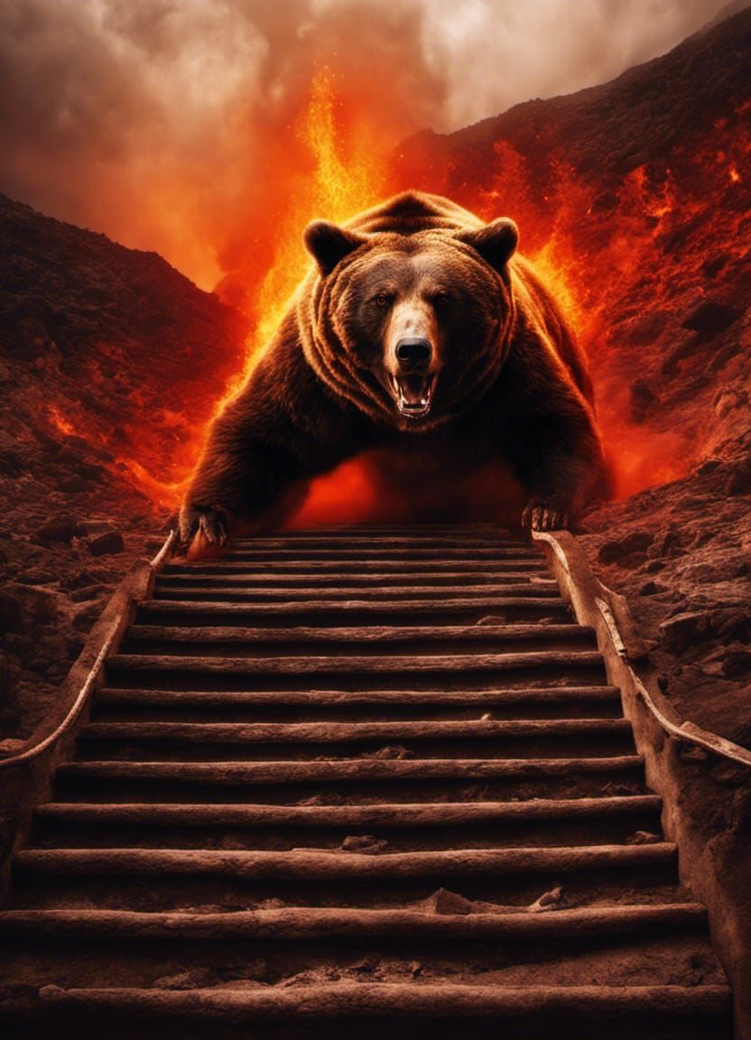Bear's Ascent: Volcanic Stairway to Hell