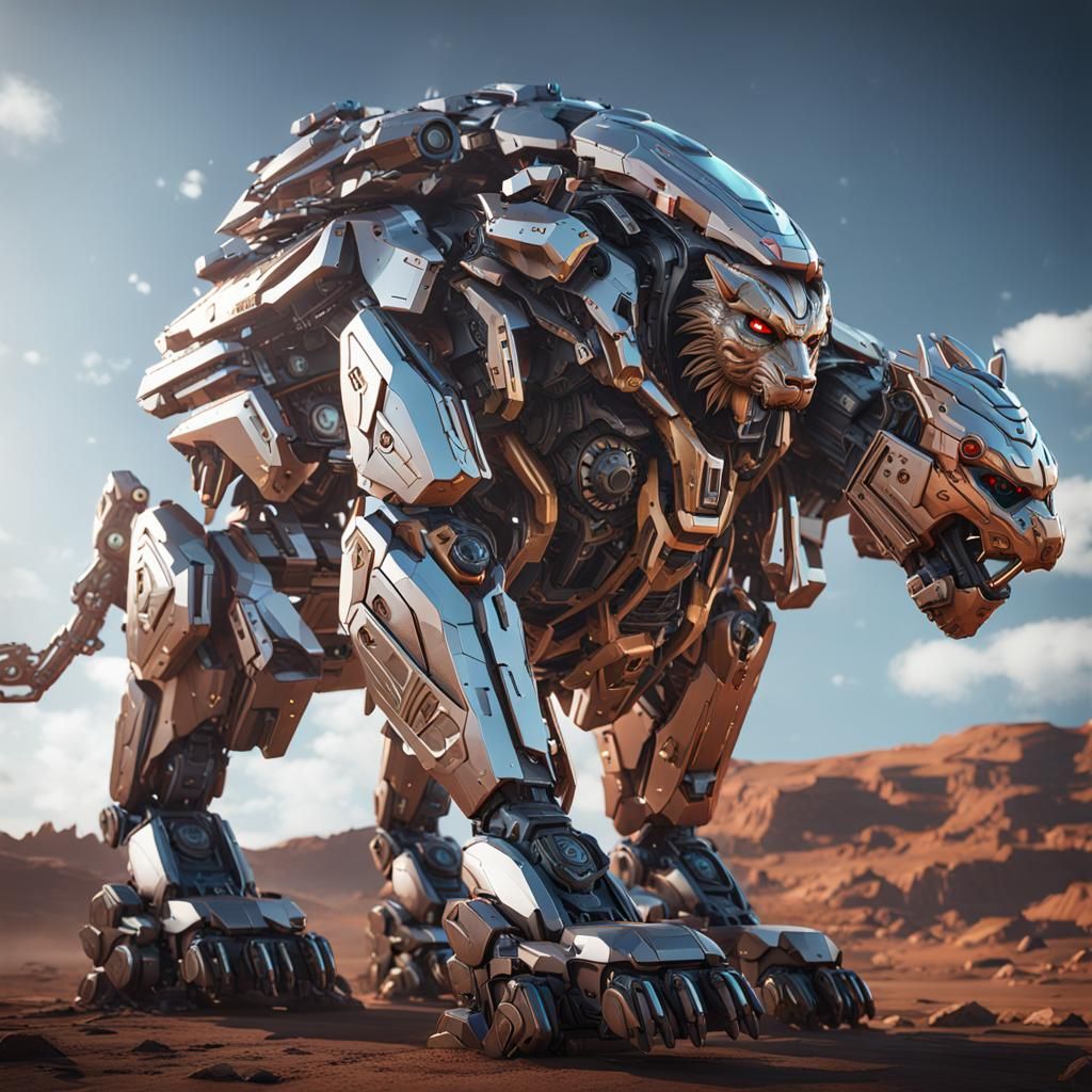 Futuristic Mecha Lion of Judah in Sci-Fi Style