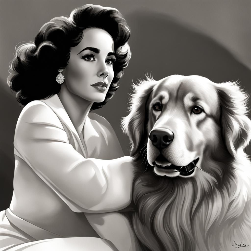 Golden Retriever and Silver Screen Star Portrait
