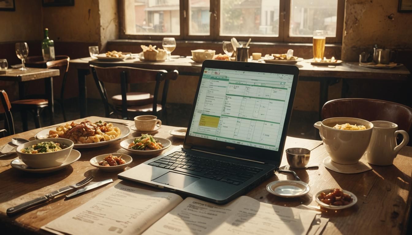 Retro Italian Still Life with Vintage Laptop