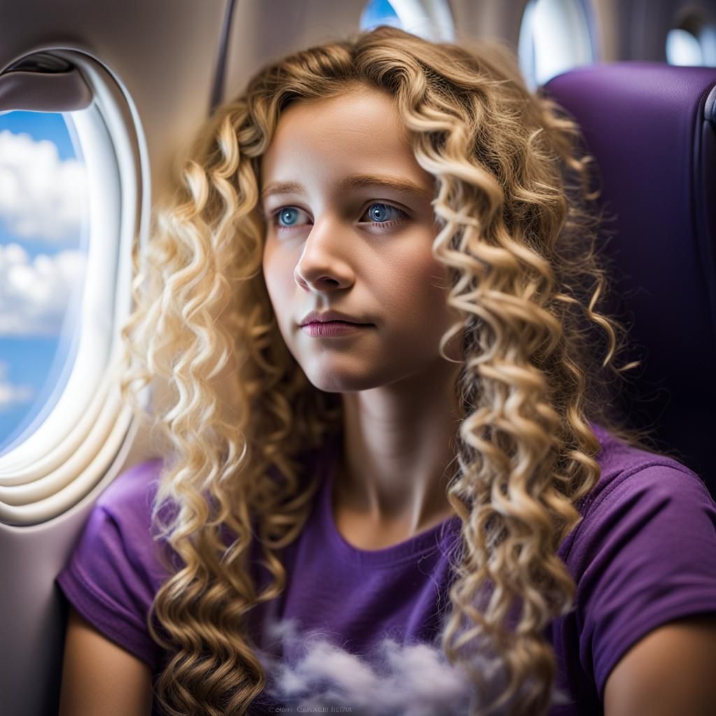 Girl in Airplane Window, Professional Photography