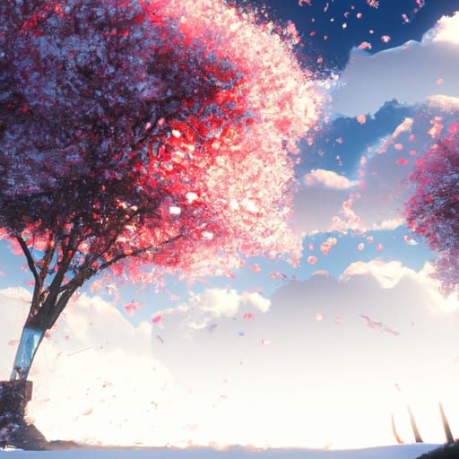 Cinematic Cherry Blossoms in the Wind: Digital Matte Paintin...