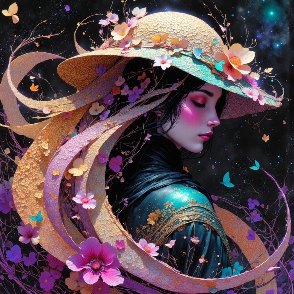 Enchanting Whimsical Scene with a Mysterious Woman