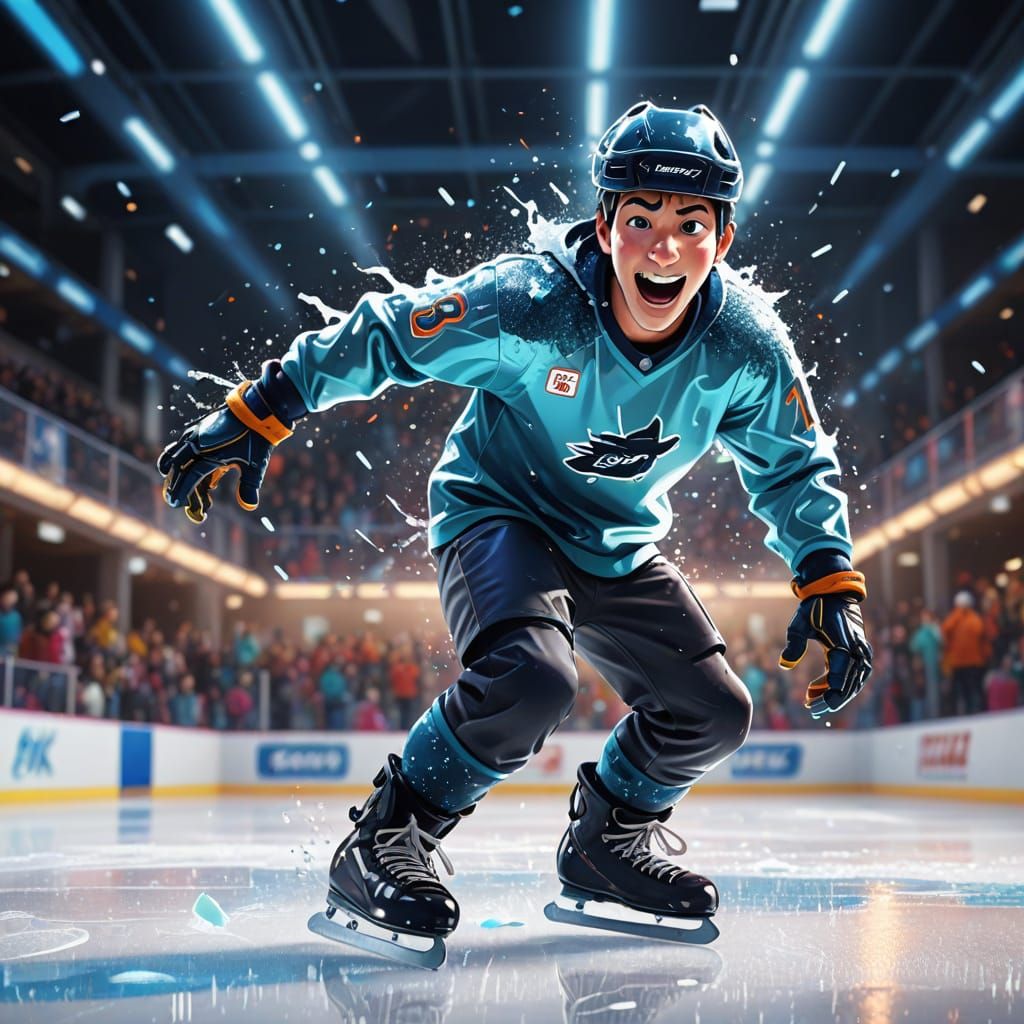 Vibrant Cartoon Character Performs on Ice Rink