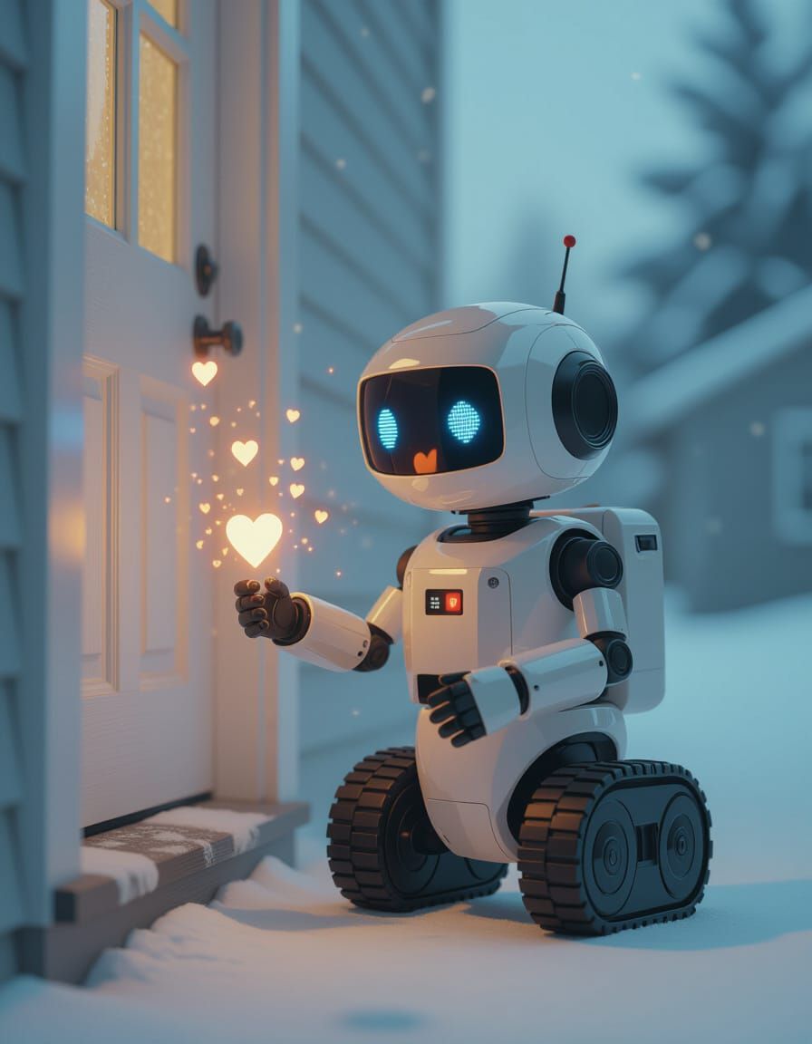 Robot Delivers Comfort with Digital Hearts and Blankets