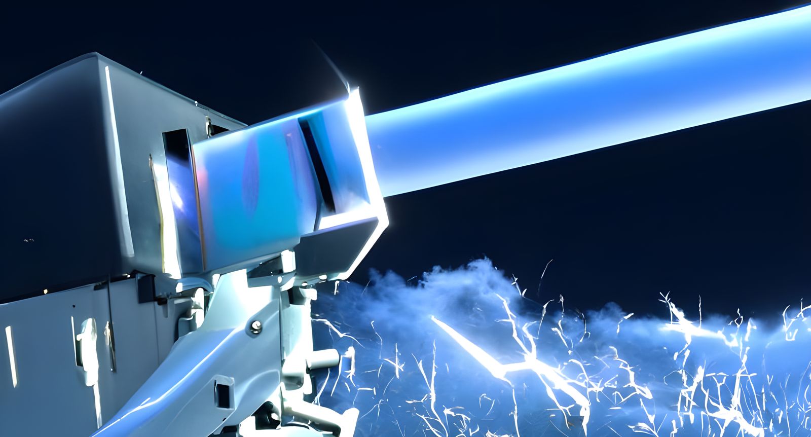Robotic Laser Cannon Firing at Satellites in Hyperrealism