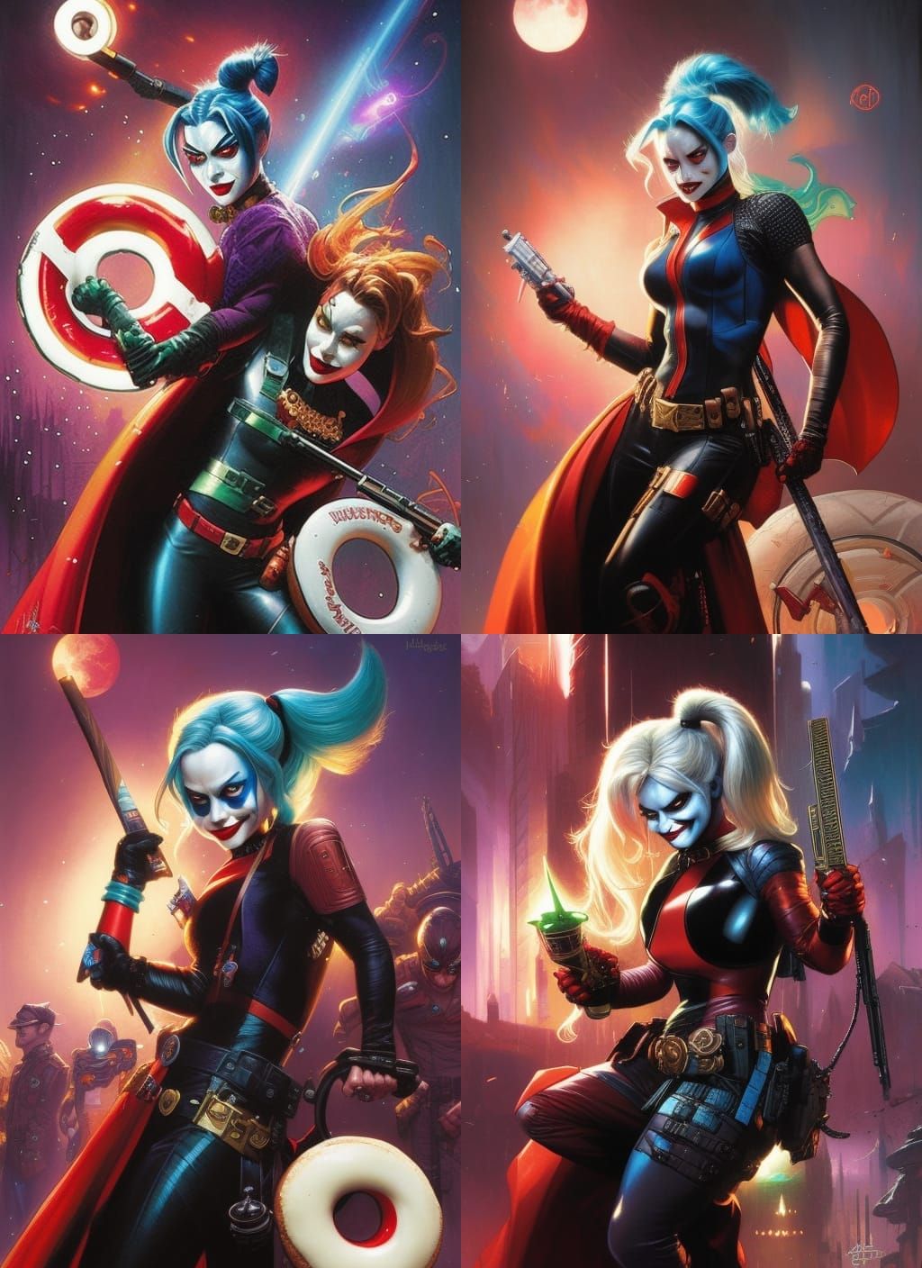 Harley Quinn in Evil Donut Universe: Crayon Caricature