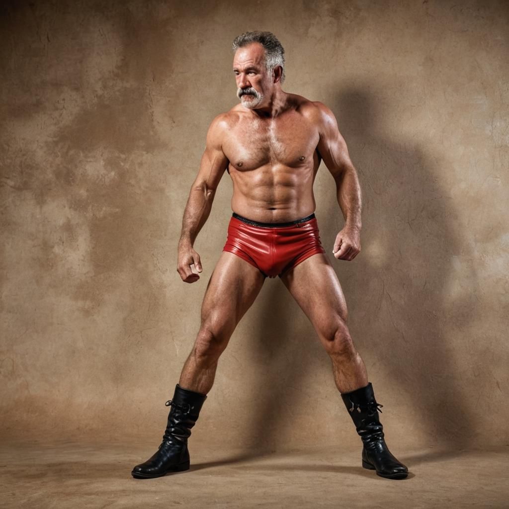 Defiant 65-Year-Old Wrestler in Vivid Sports Photography