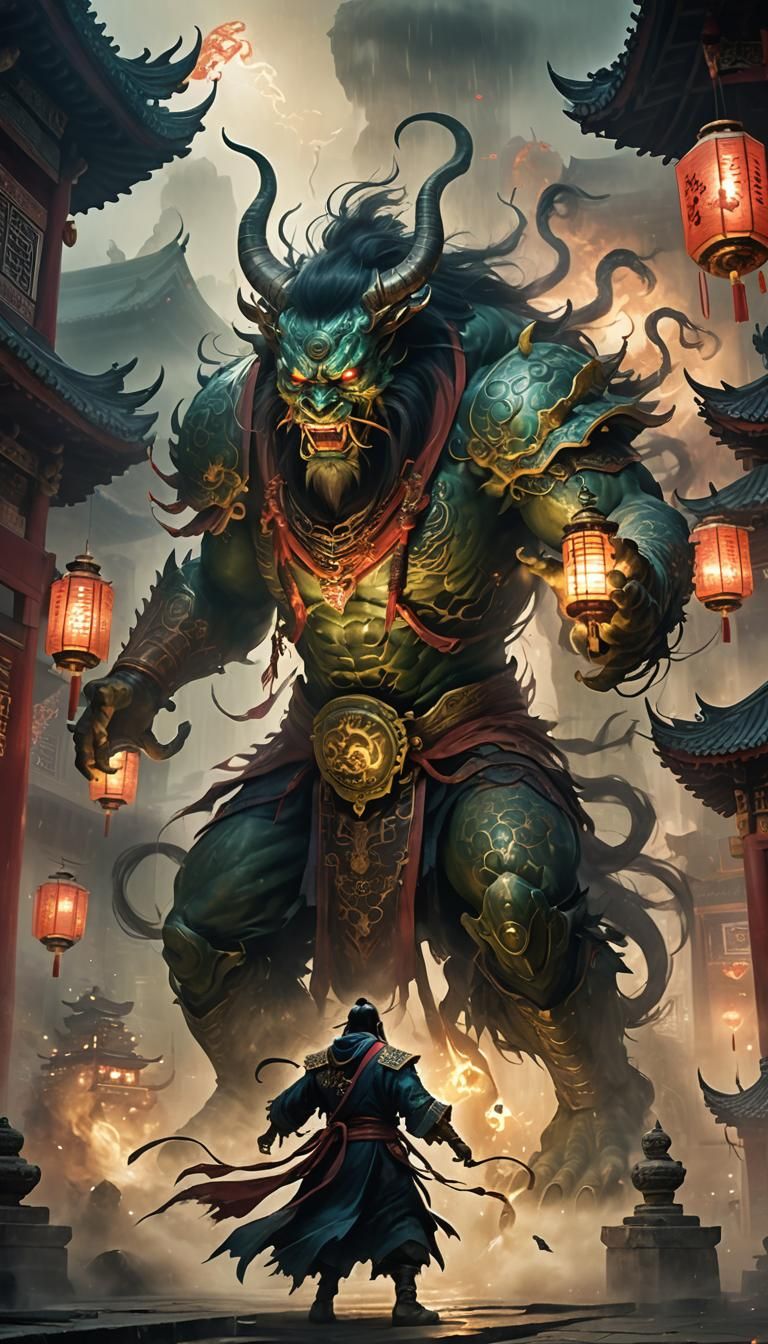 Chinese Horror Titan Battles Beast Ghost in Temple