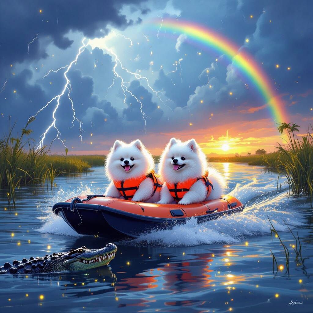 Pomeranians in Life Jackets Evade Gators in Everglades Storm