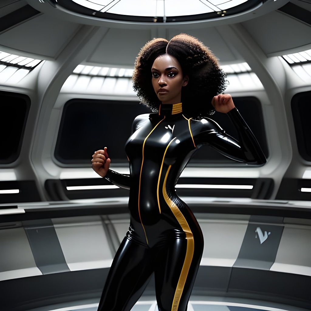 Startrek Woman in Latex Bodysuit: HDR Professional Photo