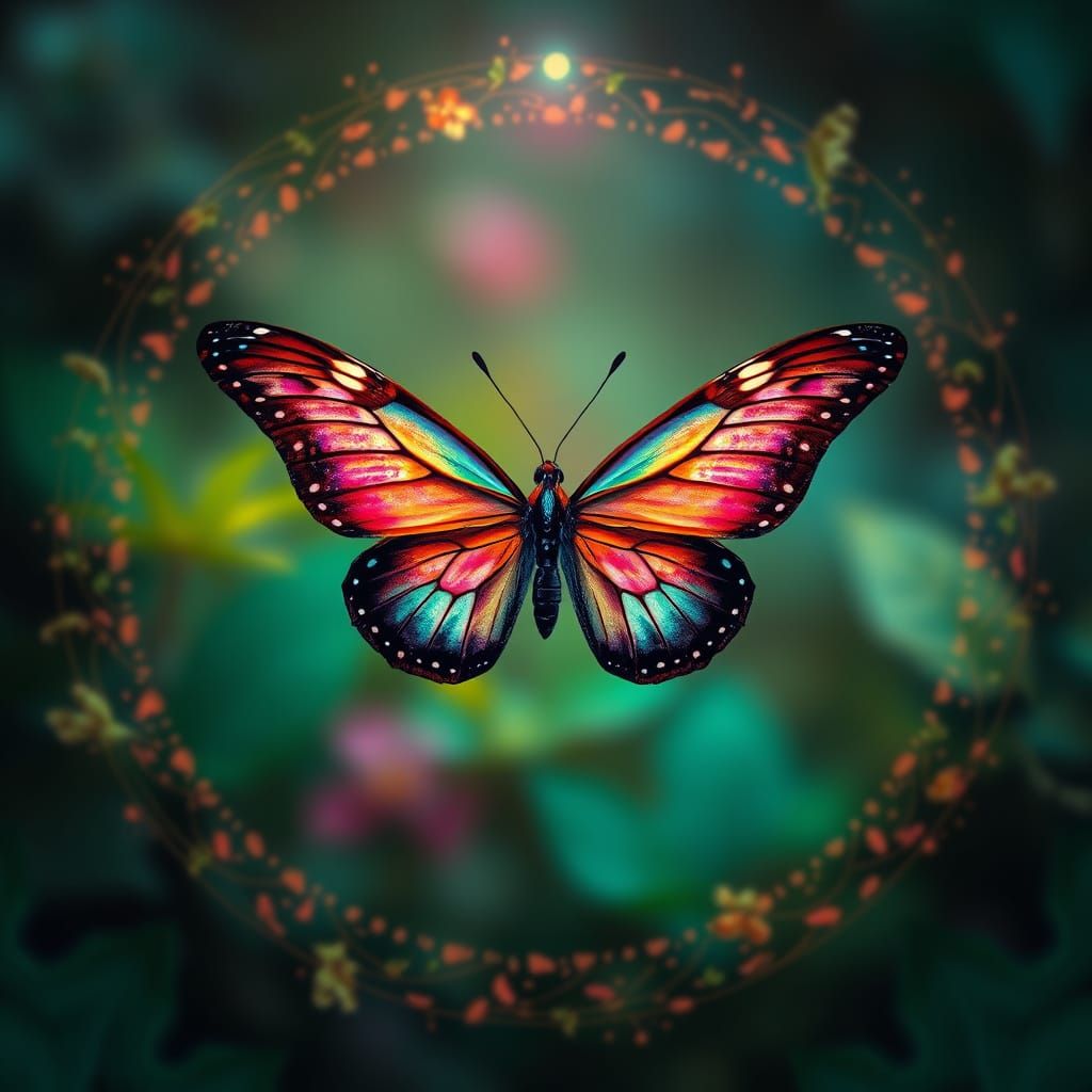 Iridescent Butterfly in Dramatic Digital Matte Painting