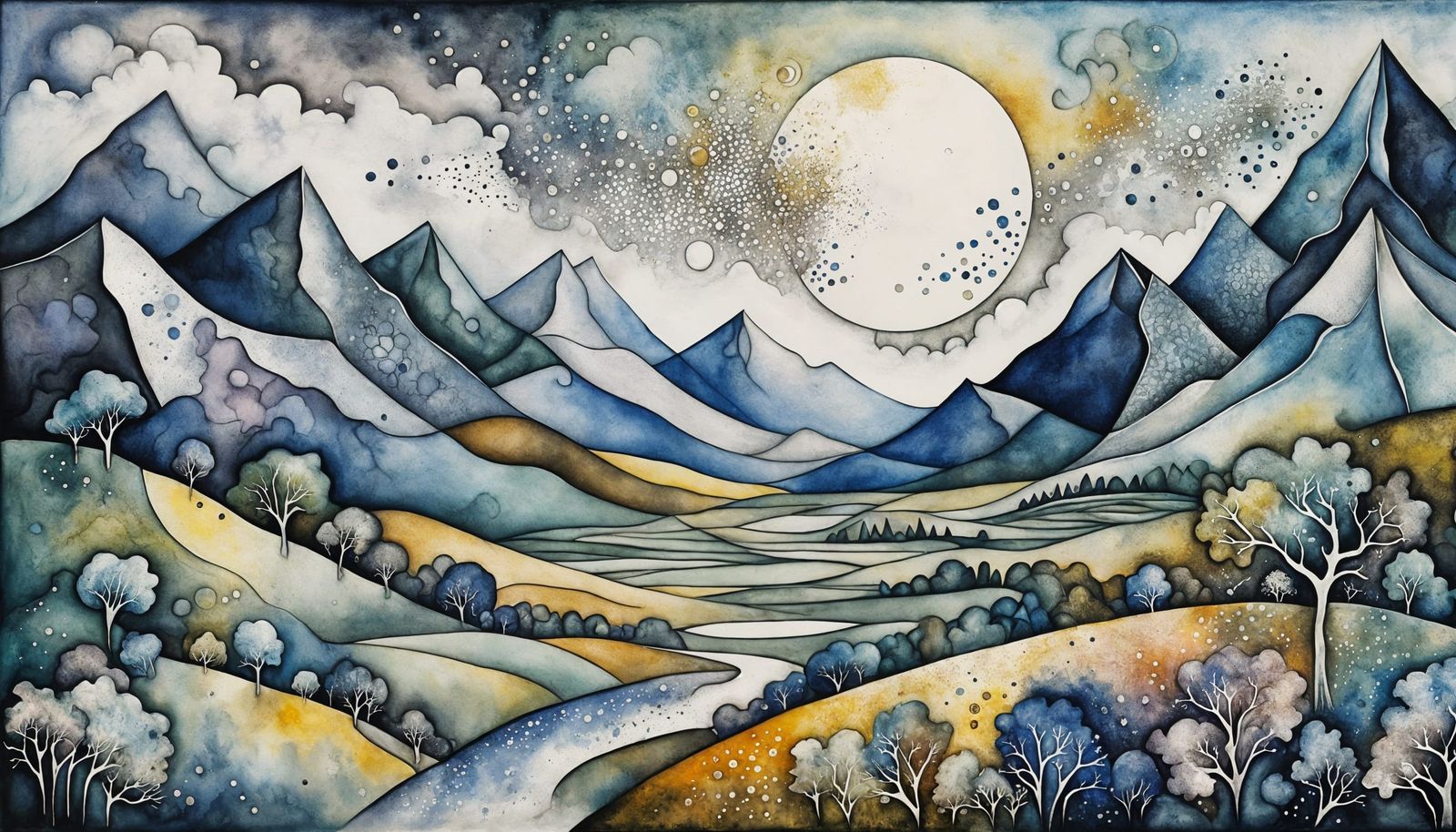Surreal Fractal Landscape in Chagall Style