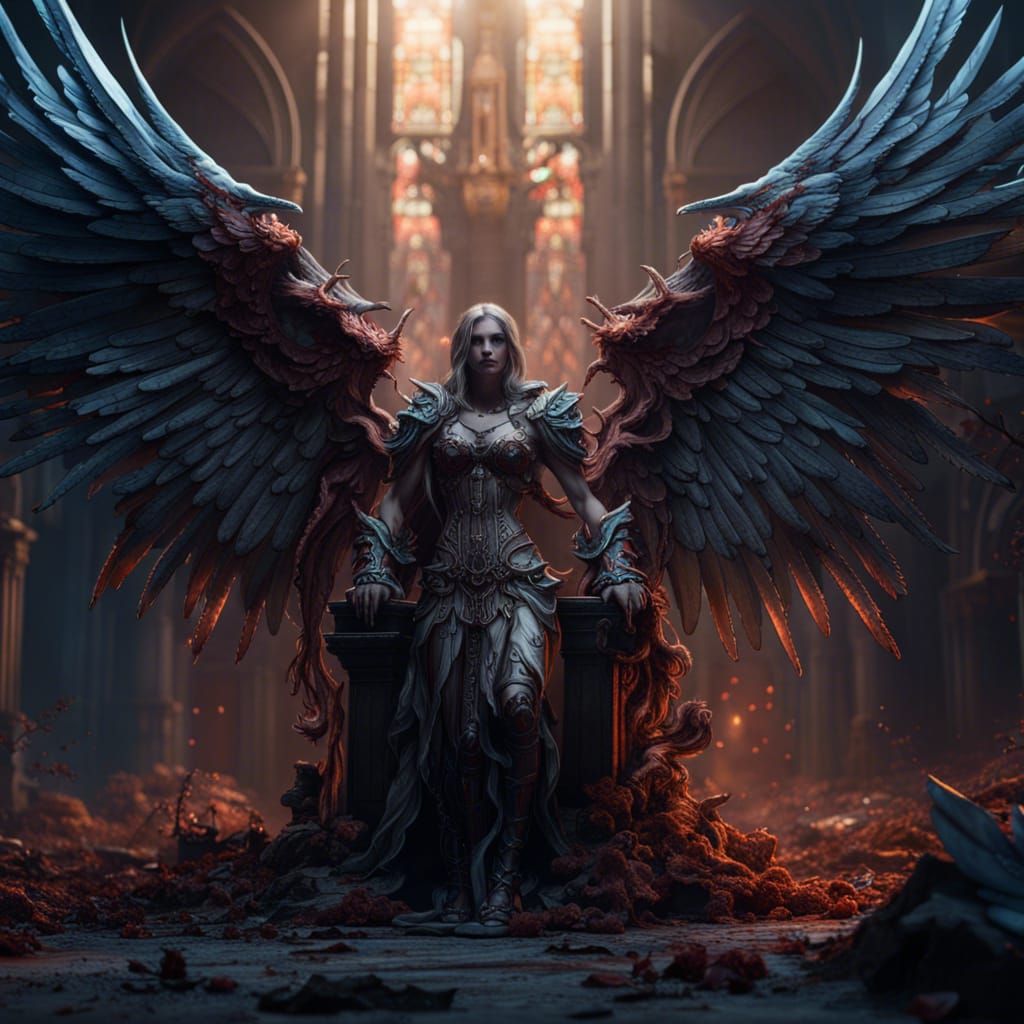 Detailed Matte Painting of a Fallen Angel