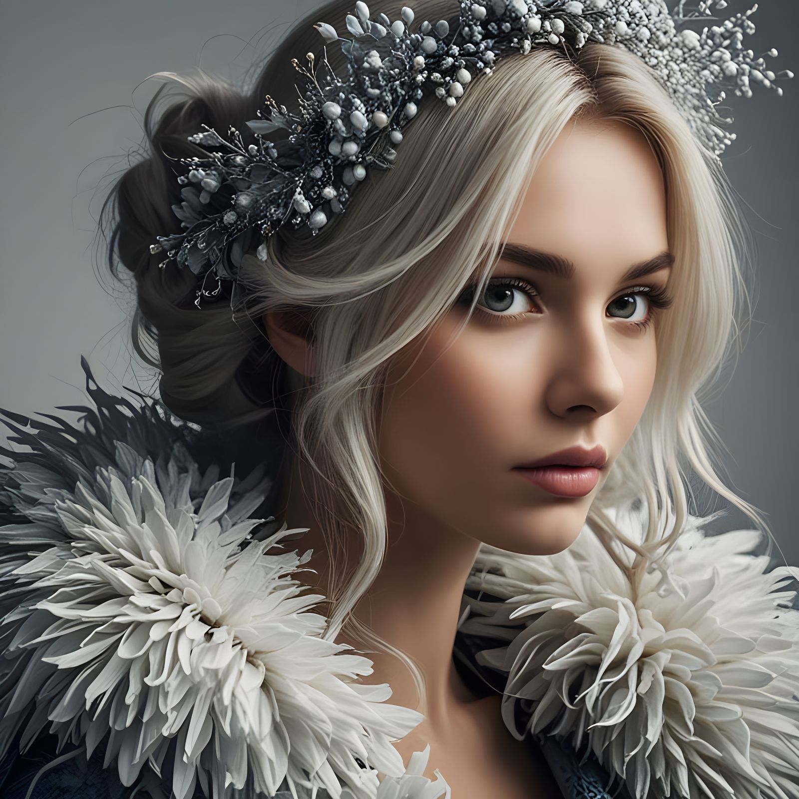 Blonde Beauty Smiles with Blue Eyes and Long Lashes in Natur...