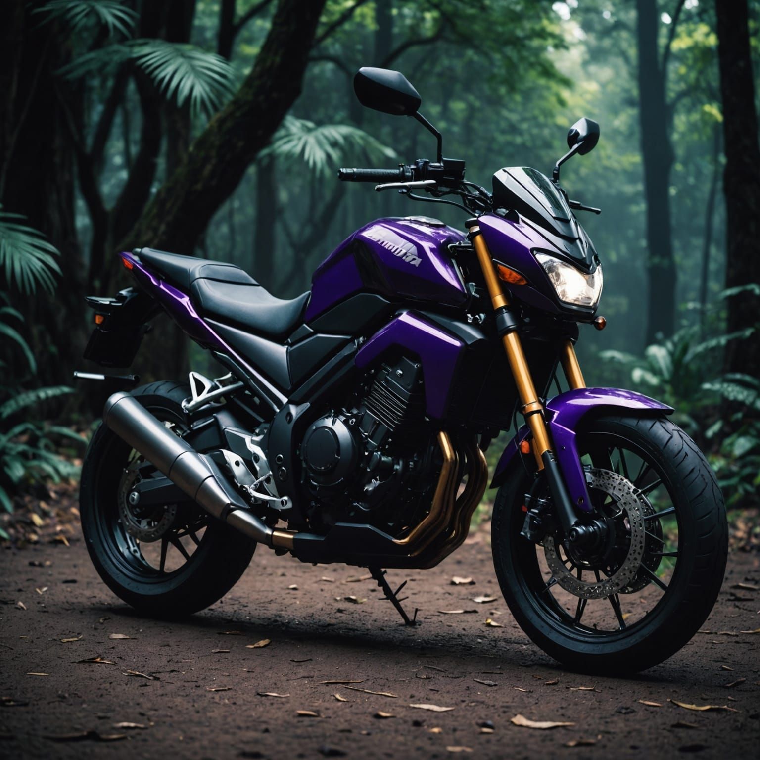 Panther Violet Honda Motorcycle: Cinematic Film Still