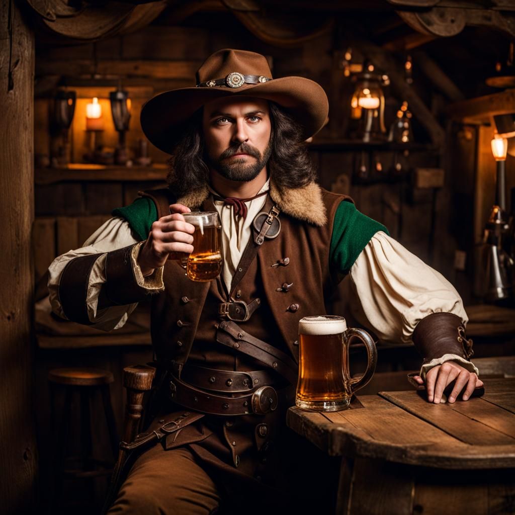 Ranger Drinking Ale in Tavern Scene