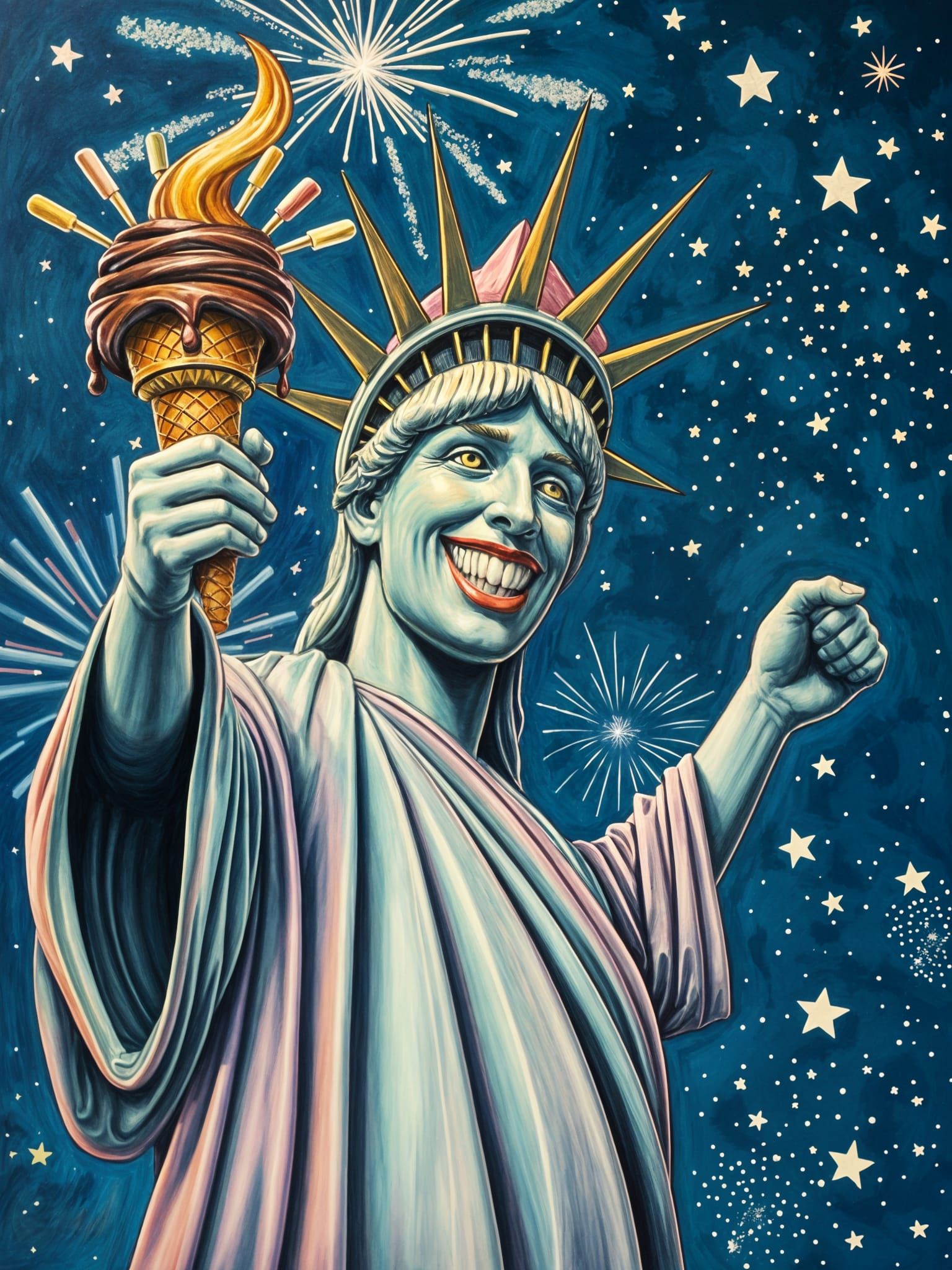 Statue of Liberty with Ice Cream, 3D Rendering